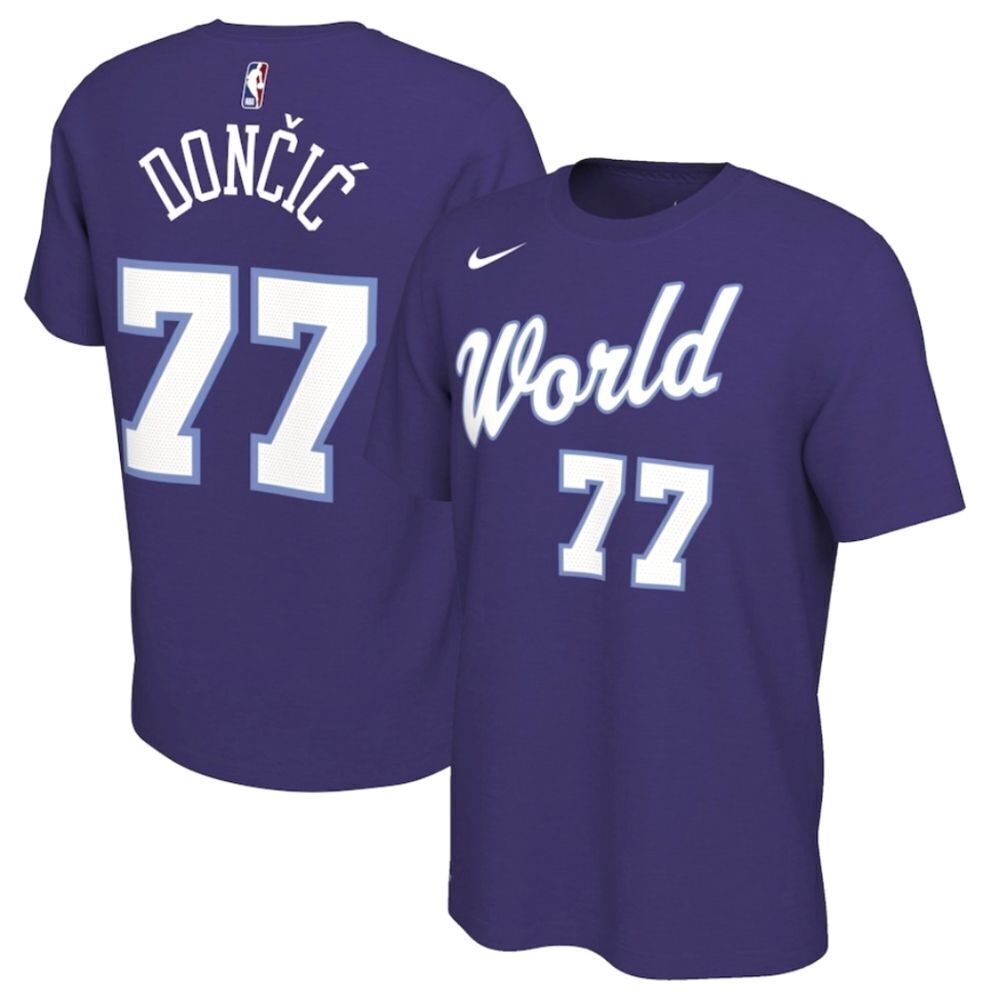 Nike Luka Doncic Rookie 2020 Rising Stars Game WORLD T-Shirt Purple Lakers M New